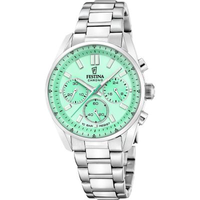 Festina Unisex-Uhr Boyfriend Grün Chronograph Edelstahl-Band F20753/1