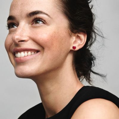 Pandora 292549C01 Ohrstecker Ohrringe Damen Rotes Herz Sterling-Silber