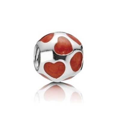 Pandora Charm Rote Herzen Emaille Sterling-Silber 790543EN17