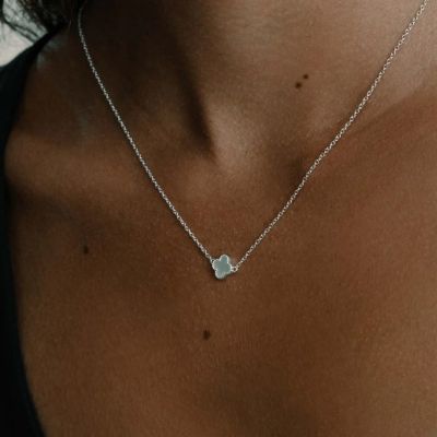 Xenox Halskette mit Anhänger Clover Perlmutt Sterling-Silber XS10095