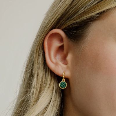 Xenox Ohrringe Damen Orbit Malachit Silber 18k Vergoldet XS91980G