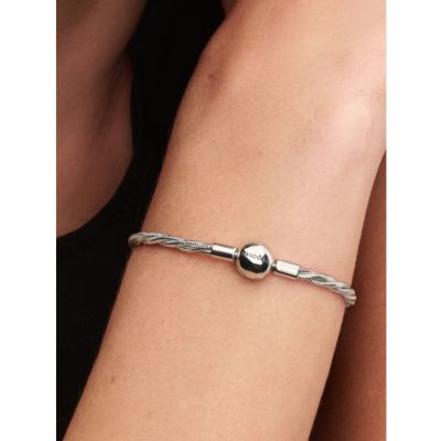 Pandora Gliederarmband Gedreht Verschluss Rund Silber 593757C00