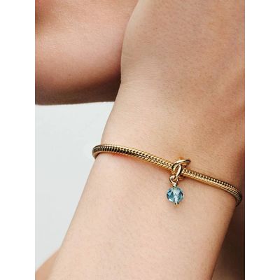  Pandora Charm-Anhänger Hellblau Ewigkeitskreis März Vergoldet 763462C03