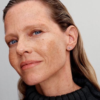 Pandora Ohrstecker Damen Funkelnde Kleine Schleife Zirkon Silber 293542C01