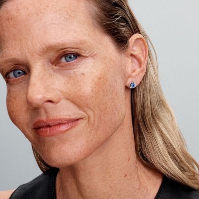 Pandora Ohrringe Damen Blauer Strahlenkranz Zirkonia Silber 293551C01