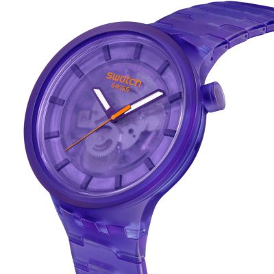 Swatch SB05V103 Armband-Uhr Purple Joy Quarz Biobasierte Materialien-Band