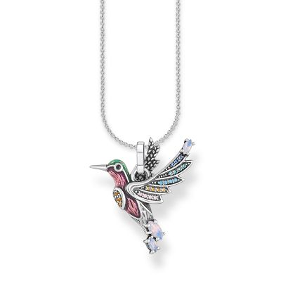 Thomas Sabo SCKE150288 Halskette mit Anhänger Damen Bunter Kolibri Silber