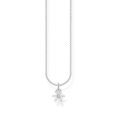 Thomas Sabo SCKE150326  Halskette mit Anhänger Damen Blume Weiße Steine Silber