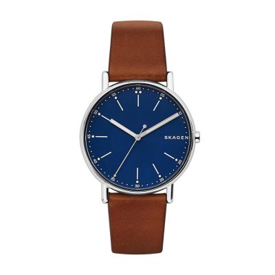 Skagen SKW6355 Herren-Uhr Signatur Leder-Armband Braun Ø 40 mm