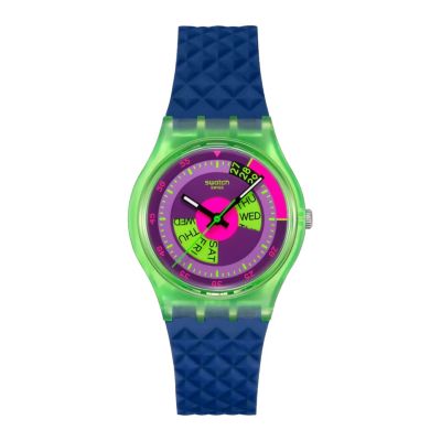 Swatch Armband-Uhr Neon Skychar Analog Quarz Silikon-Band SO28G704