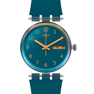 Swatch Armband-Uhr Blue Away Analog Quarz Biobasiertes-Band SO28K700 
