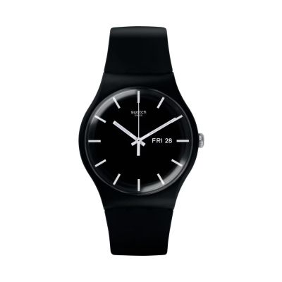 Swatch Armband-Uhr Mono Black Analog Quarz Biobasierte Materialien-Band SO29B704