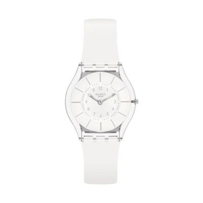 Swatch SS08K102-S14 Armband-Uhr White Classiness Analog Quarz Silikon-Band