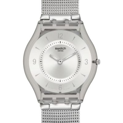 Swatch Armband-Uhr Metal Knit Analog Quarz Milanaise-Band SS08M100M