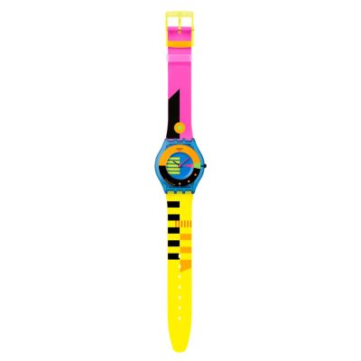Swatch Armband-Uhr Neon Flumotions Analog Quarz Silikon-Band SS08S101