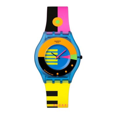 Swatch Armband-Uhr Neon Flumotions Analog Quarz Silikon-Band SS08S101