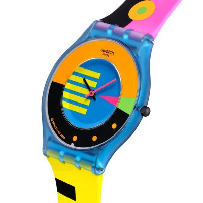 Swatch Armband-Uhr Neon Flumotions Analog Quarz Silikon-Band SS08S101