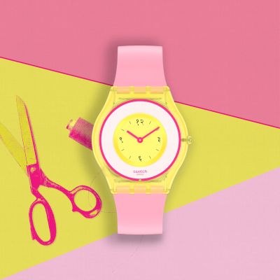 Swatch SS08Z101 Armband-Uhr India Rose 01 Analog Quarz Silikon-Band Ø 34 mm
