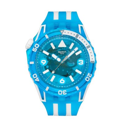 Swatch Armband-Uhr Blue Fire Analog Quarz Silikon-Band SSCU09S100
