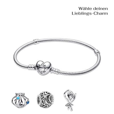 Pandora Starter-Set Armband Herzverschluss und Wunsch-Charm