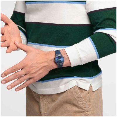 Swatch SO29N704 Armband-Uhr Blue Rebel Analog Quarz Silikon-Band Ø 41 mm