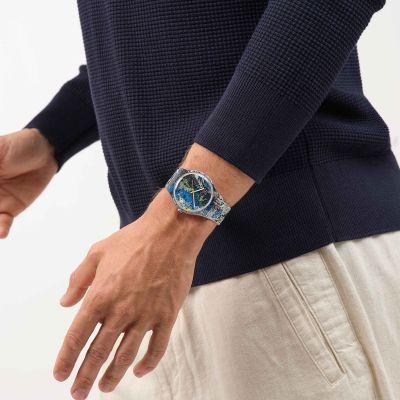 Swatch Armband-Uhr Pollock-s-Alchemy Analog Quarz Silikon-Band SUOZ366