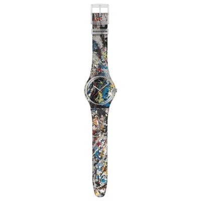Swatch Armband-Uhr Pollock-s-Alchemy Analog Quarz Silikon-Band SUOZ366