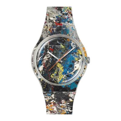 Swatch Armband-Uhr Pollock´s Alchemy Analog Quarz Silikon-Band SUOZ366