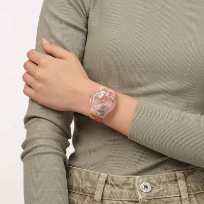 Swatch Armband-Uhr Riding The Clouds Analog Quarz Silikon-Band SUOZ369
