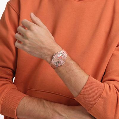 Swatch Armband-Uhr Riding The Clouds Analog Quarz Silikon-Band SUOZ369