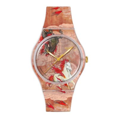 Swatch Armband-Uhr Riding The Clouds Analog Quarz Silikon-Band SUOZ369