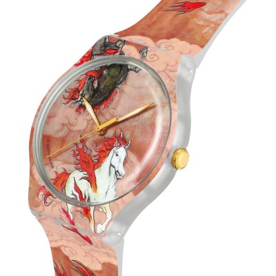 Swatch Armband-Uhr Riding The Clouds Analog Quarz Silikon-Band SUOZ369