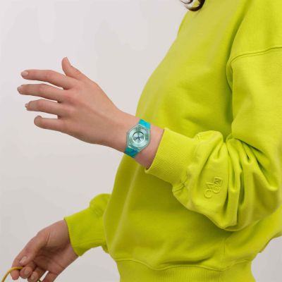 Swatch Armband-Uhr Paradise Mist Quarz Silikon-Band SS08G111