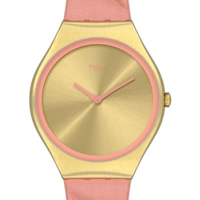 Swatch SYXG114 Armband-Uhr Blush Quilted Analog Quarz Leder-Band Ø 38 mm