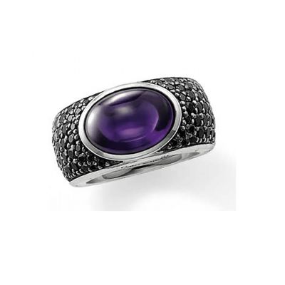 Thomas Sabo Ring Violetter Zirkon Schwarz Silber TR1873-051-13