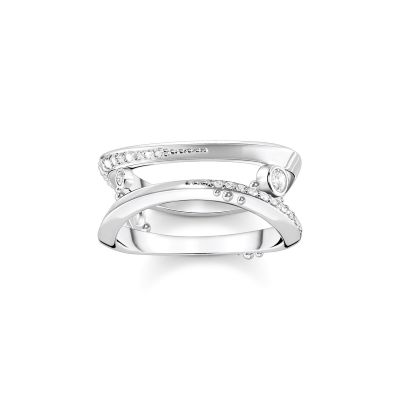 Thomas Sabo TR2382-051-14 Ring Damen Welle mit Weißen Steinen Silber Gr. 56