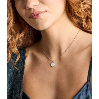 Fossil Halskette-Anhänger Damen Ellis Edelstahl Silber-Ton JF04978040