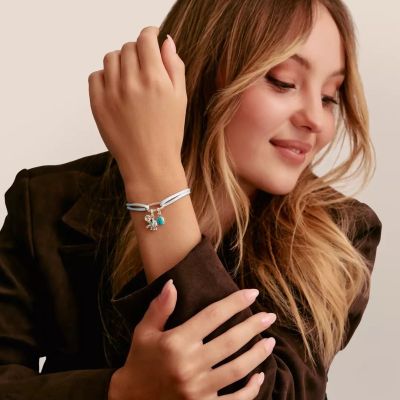 Thomas Sabo Charm-Armband Connect Textil Türkis Silber C1210-001-17