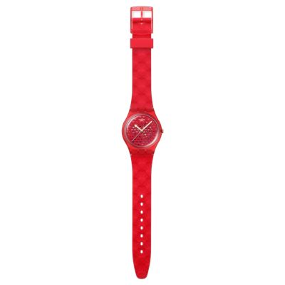 Swatch Armband-Uhr Love In Scarlet Quarz Silikon-Band SO28Z122