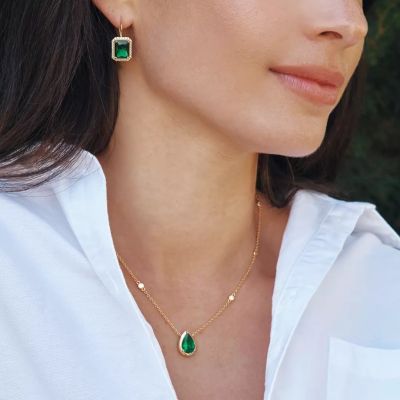 Thomas Sabo Halskette-Anhänger Elyndra Grün 18K Vergoldet KE2331-971-6