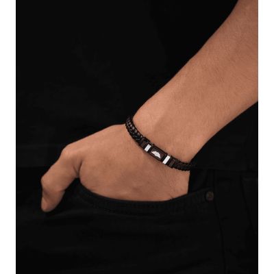 Police Armband Herren Wavebreaker Leder Schwarz 19 cm PEAGB0040401