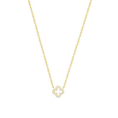 Xenox Halskette mit Anhänger Clover Zirkonia Silber Vergoldet XS10090G