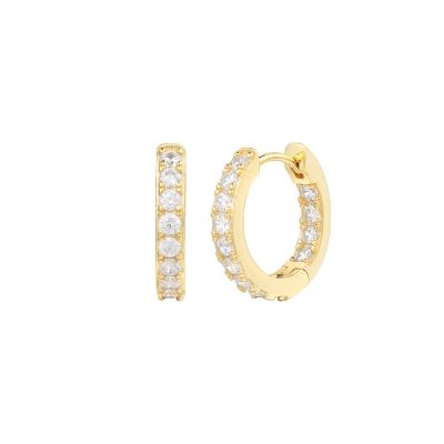 Xenox Creolen Ohrringe Damen Zirkonia Silber Vergoldet 15 mm XS10352G