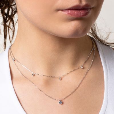 Xenox Halskette mit Anhänger Krappe Zirkonia Sterlingsilber XS2036