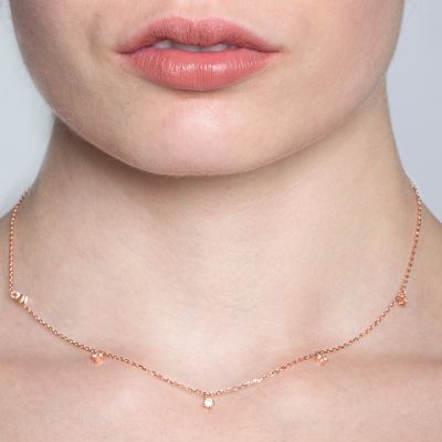 Xenox Halskette Damen Krappe Zirkonia Silber Rosévergoldet XS2036R