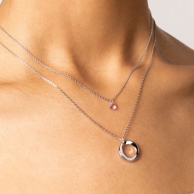 Xenox Halskette mit Anhänger Classic Circle Zirkonia Silber XS2125