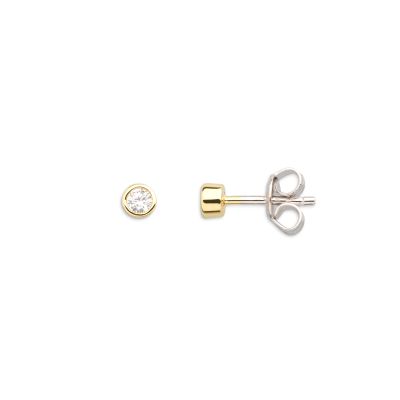 Xenox XS3514G Ohrstecker Silver Circle Gelb-Gold Zirkonia Ø 3,5 mm