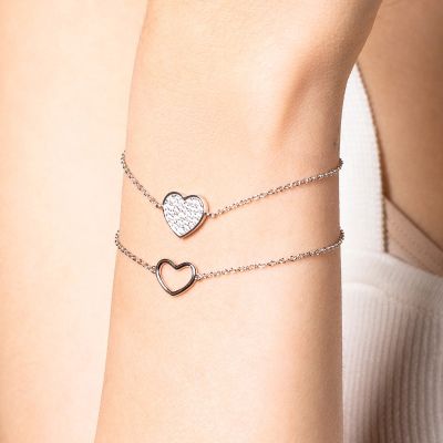 Xenox Armband Damen Love Story Herz Zirkonia Silber Vergoldet XS3605G