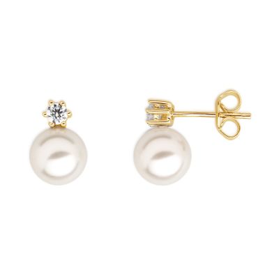 Xenox XS5261G Ohrstecker Damen Pearl Dream Weisse Zirkonia Silber Vergoldet