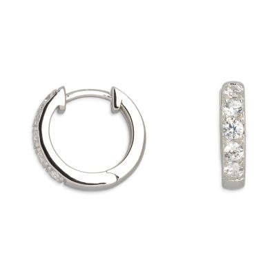 Xenox XS8654 Ohrringe Creolen Damen Sterling-Silber Zirkonia Weiss Ø 12 mm